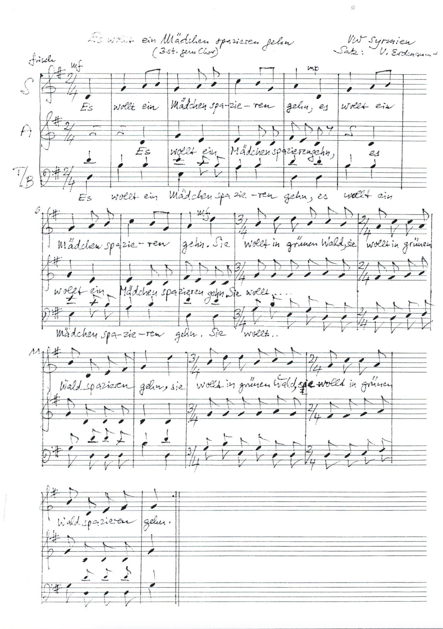 Es wollt ein Mädchen Spazieren gehen